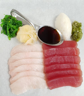 Sashimi van tonijn en kingfish